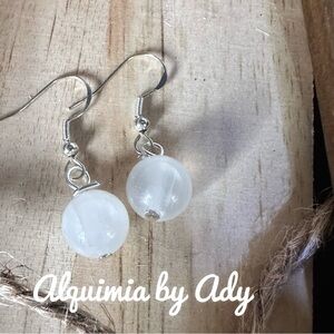 Alquimia Silver and White selenite Earrings